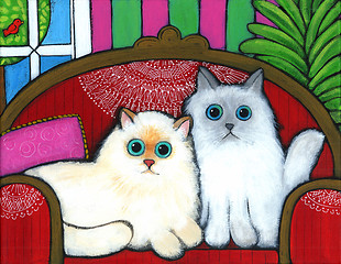 Image showing Cats on Couch