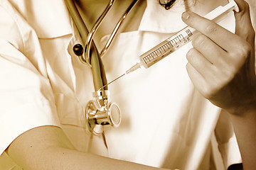 Image showing Portrait of a young doctor with stethoscope.