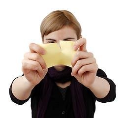 Image showing Woman and post it