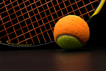 Image showing Tennis ball for kids with tennis racket