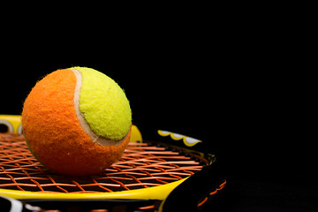 Image showing Tennis ball for kids with tennis racket