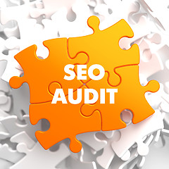 Image showing SEO Audit on Orange Puzzle.