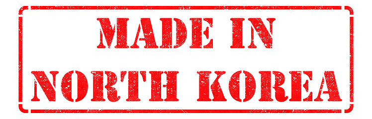 Image showing Made in  North Korea - inscription on Red Rubber Stamp.