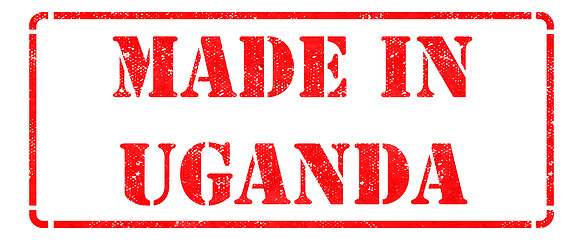 Image showing Made in Uganda - inscription on Red Rubber Stamp.