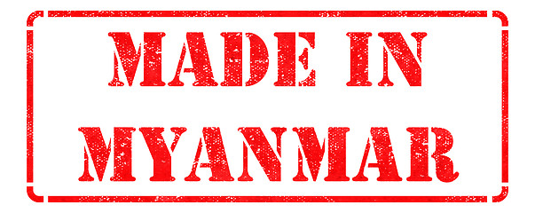 Image showing Made in Myanmar - inscription on Red Rubber Stamp.