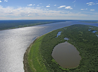 Image showing Aerial view on Yenisei river