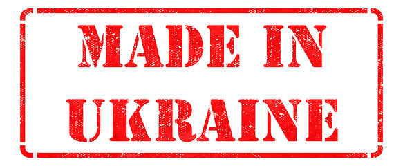 Image showing Made in Ukraine - inscription on Red Rubber Stamp.