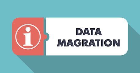 Image showing Data Migration on Blue in Flat Design.