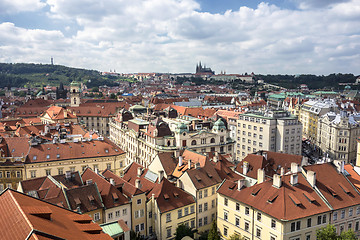 Image showing Red roof of buildings in Prague