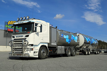 Image showing New Scania Tanker Truck Transporting Milk