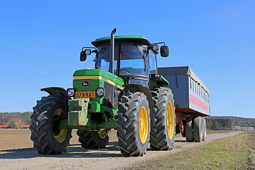 Image showing John Deere 2850 Tractor and Agricultural Trailer