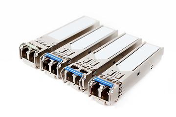 Image showing Optical gigabit sfp modules for network switch on the white background 