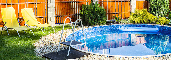 Image showing panorama of small home swimming pool