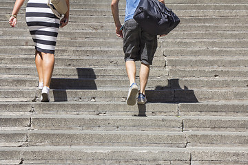 Image showing Climbing on concrete stairs