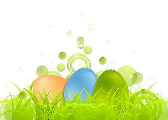 Image showing Easter egg background with green grass