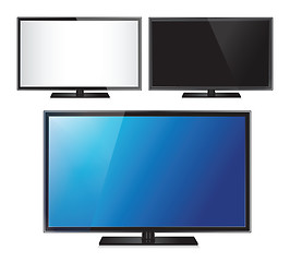 Image showing Set of three TV flat screen lcd, plasma realistic vector illustration.