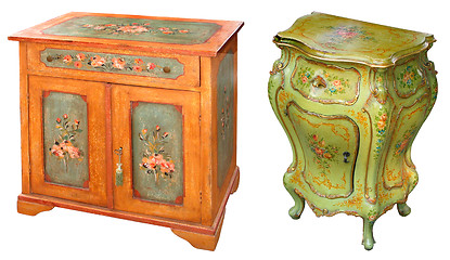 Image showing Old painted cabinets