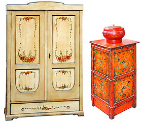 Image showing Old painted cabinets