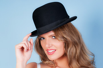 Image showing sexy woman in bowler hat