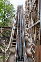 Image showing Large wooden rollercoaster