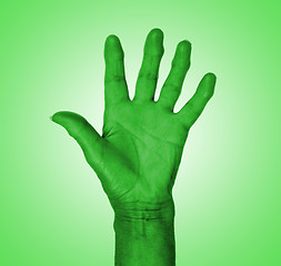 Image showing Hand symbol, saying five, saying hello or saying stop