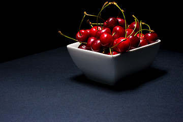 Image showing  Bowl of Cherries on dark background