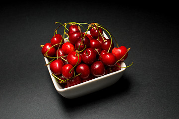 Image showing  Bowl of Cherries on dark background