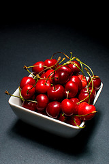 Image showing  Bowl of Cherries on dark background