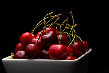 Image showing  Bowl of Cherries on dark background