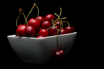 Image showing  Bowl of Cherries on dark background