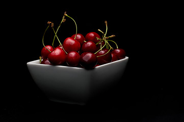 Image showing  Bowl of Cherries on dark background