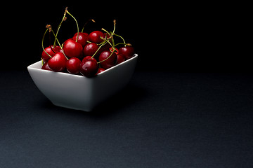 Image showing  Bowl of Cherries on dark background