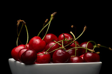 Image showing  Bowl of Cherries on dark background