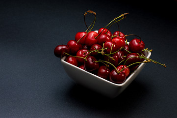 Image showing  Bowl of Cherries on dark background
