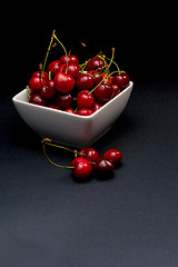 Image showing  Bowl of Cherries on dark background