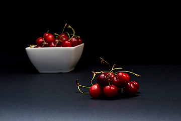 Image showing  Bowl of Cherries on dark background