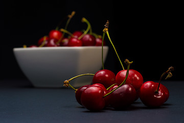 Image showing  Bowl of Cherries on dark background