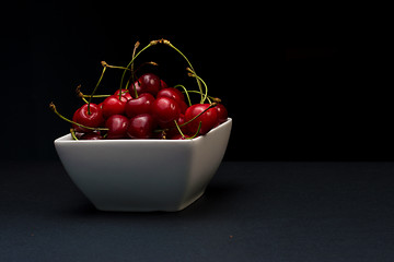 Image showing  Bowl of Cherries on dark background