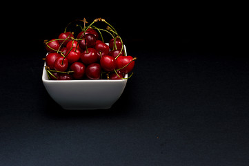 Image showing  Bowl of Cherries on dark background