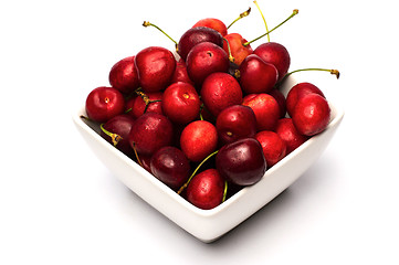 Image showing Bowl of Cherries on white background