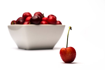 Image showing Bowl of Cherries on white background