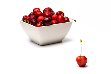 Image showing Bowl of Cherries on white background