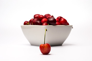 Image showing Bowl of Cherries on white background