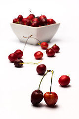 Image showing Bowl of Cherries on white background