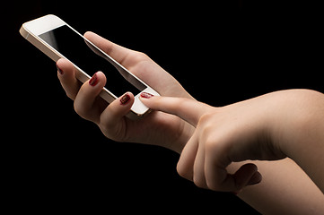 Image showing Girl hand with smartphone