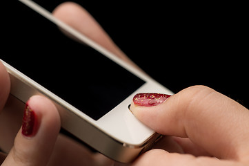 Image showing Girl hand with smartphone