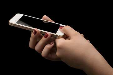 Image showing Girl hand with smartphone