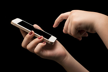 Image showing Girl hand with smartphone