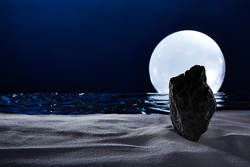 Image showing moonset on the ocean