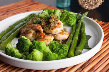 Image showing Shrimp Scampi with Asparagus